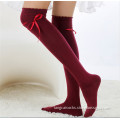 WSP-621 Solid Color Riband Women Knee High Socks Fashion Socks